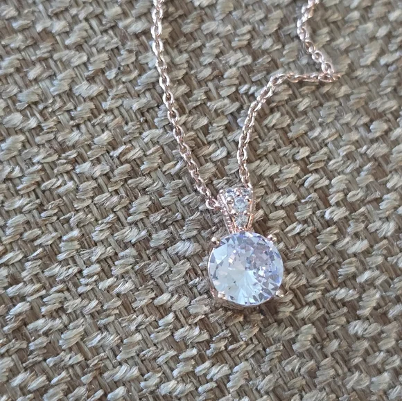 Macy's Rose Gold Necklace Clear Pendant New Women - Picture 5 of 8